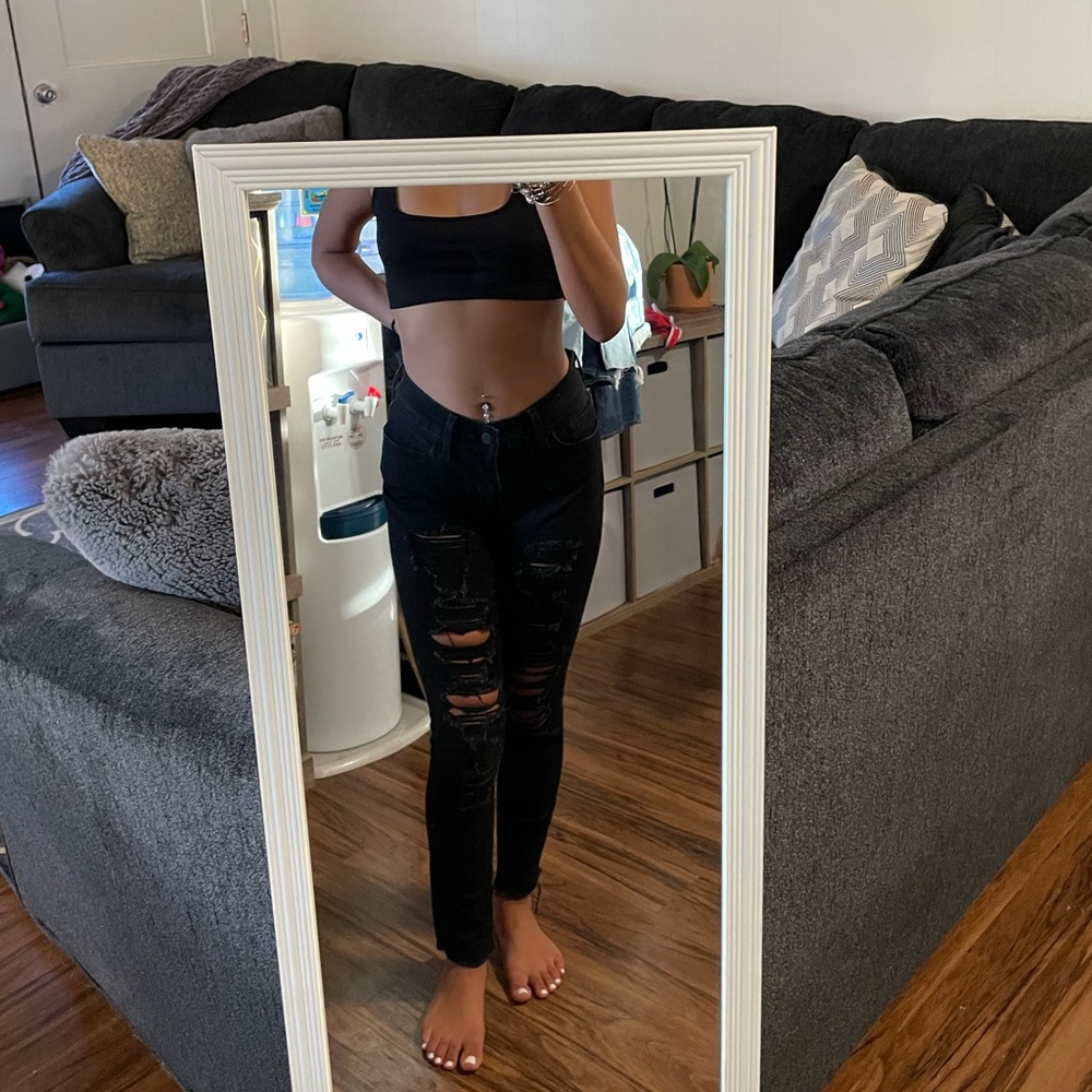 Size 27 black distressed jeans